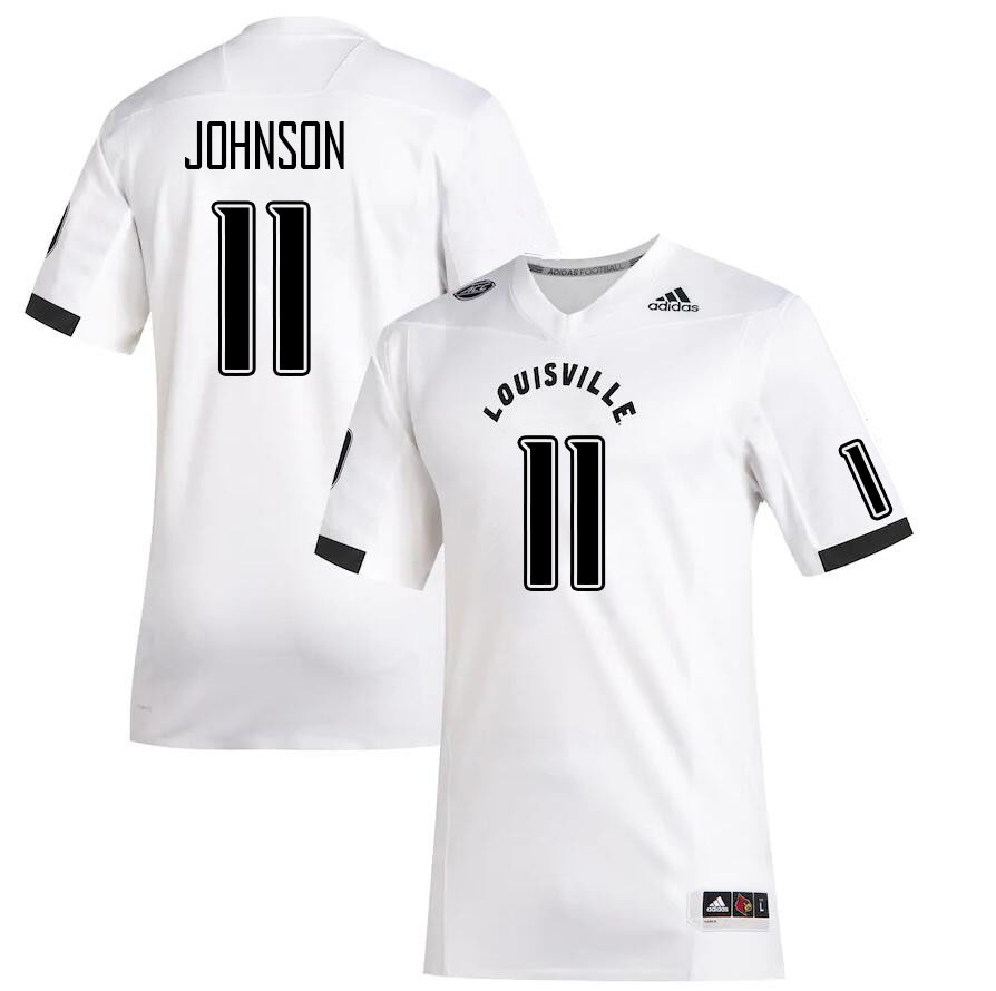 Men #11 Jamari Johnson Louisville Cardinals College Football Jerseys Stitched Sale-White - Click Image to Close